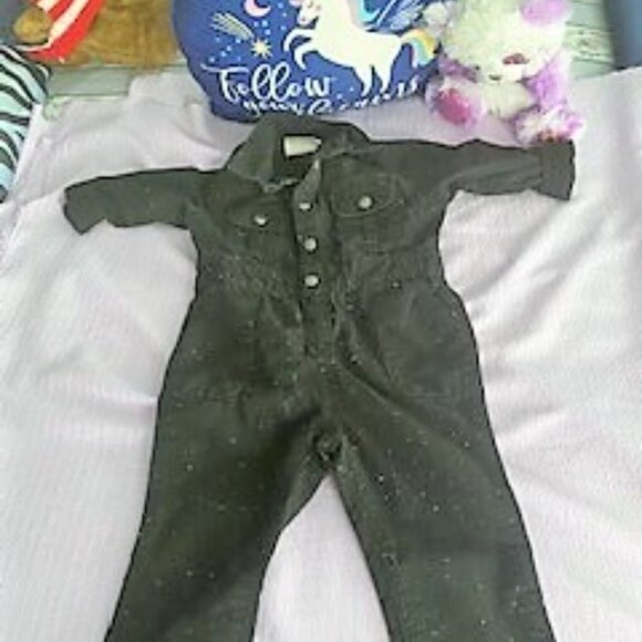 NWOT Gymboree Black Speckled 12/18 m Jean Romper - Picture 3 of 6